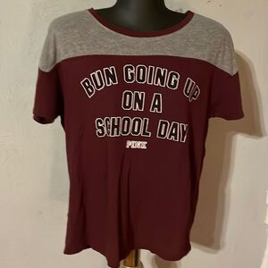 Small Pink Victoria Secret red gray short sleeve crew neck top graphic shirt